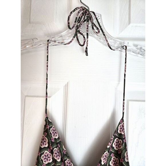 Bishop & Young S Small Adria Ruched Front Midi Pink Floral Dress Cottagecore - Picture 8 of 8